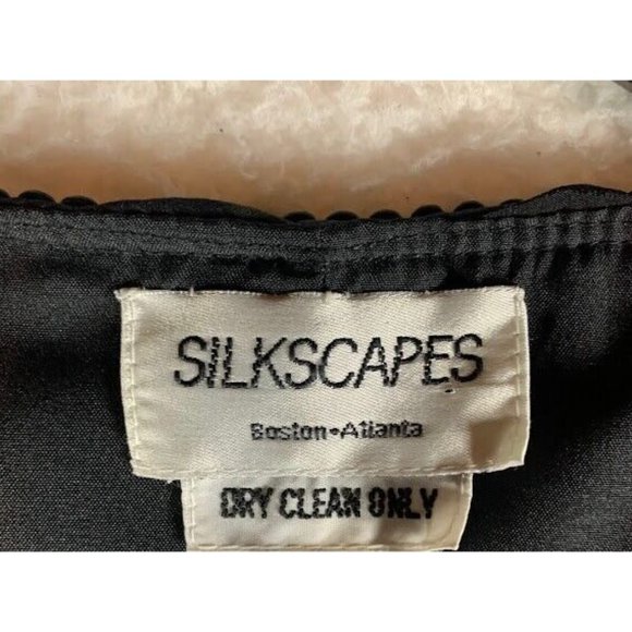 Silkscapes Women's‎ Blue Black Lace Trimmed Button Front Vest Jacket Size L 8749 - Picture 6 of 10